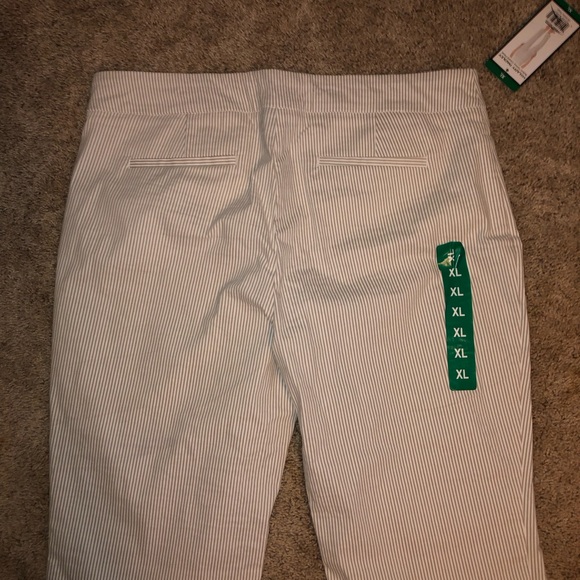 Hilary Radley Tan & Cream Sttiped Stretch Seersucker Psnts XL New - Picture 8 of 9